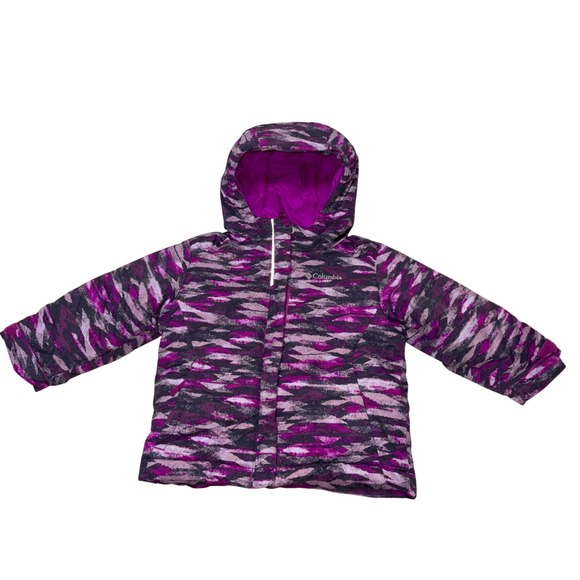 Columbia Other - Columbia Kids Purple Pink Abstract Camo Hooded Ski Snow Puffer Winter Jacket 2T